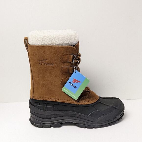 8 Fans Waterproof Insulated Snow Boots, Brown Suede, Men's 9 M - Picture 2 of 6